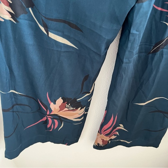 Zara Woman Silky Blue Floral Wide Leg Pants Contemporary US Small - Picture 10 of 11
